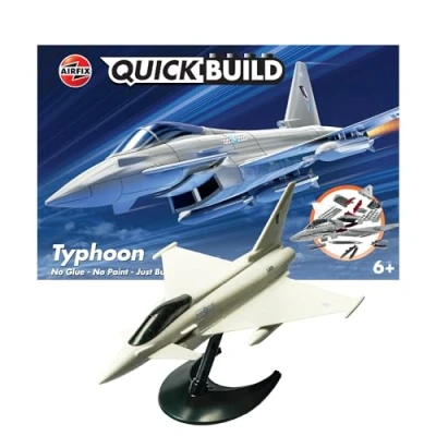 Image of Airfix QUICKBUILD Model Aircraft Kits J6002 Eurofighter Typhoon Building Kit for Kids 6+, Construction Plane Toys Boys Fighter Jet Planes &amp; Toy Aeroplane Sets, Enthusiast Gifts