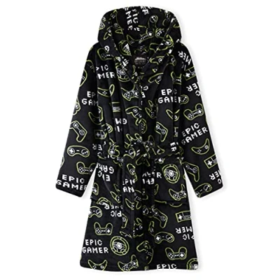 Image of CityComfort Boys Dressing Gown, Gaming Fleece Gown For Kids 7 14 Years (Black Pattern, 7_years)