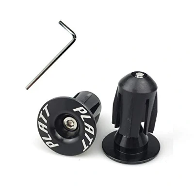 Image of PLATT Bike Bar End Plugs Aluminum MTB Road BMX Handlebar Caps (Black,1 Pair)