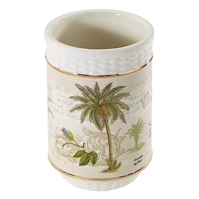 Image of Avanti Linens Tumbler, Guest Bathroom Essentials, Tropical Inspired Accessories (Colony Palm Collection)