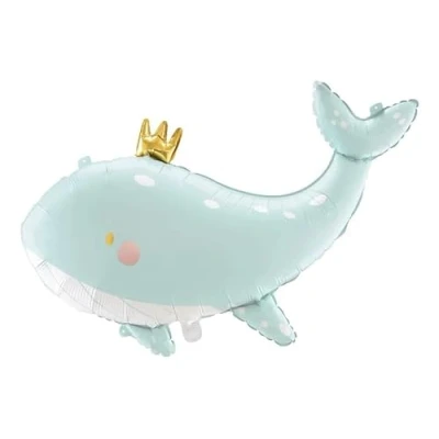 Image of Foil Whale Balloon, 78 x 50 cm (30.5 20 in), Air/Helium Inflatable, with Straw