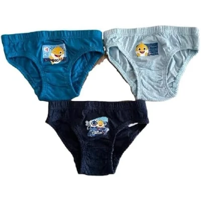Image of Boys Official Pinkfong Baby Shark Character Briefs 3 Pack (Blue, 4 5 Years)