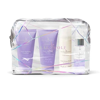Image of Neal &amp; Wolf Blonde Mini Travel Size Purple Shampoo, Conditioner, Hairspray Blow dry Mist