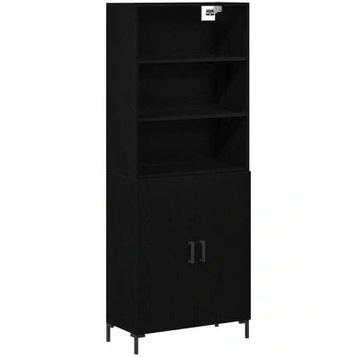 Image of vidaXL Highboard Black Oak 69.5x34x180 cm Engineered Wood