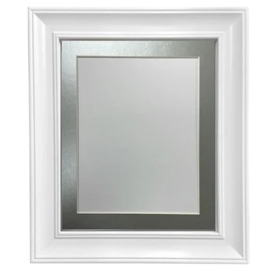 Image of FRAMES BY POST Scandi White Picture Photo Frame with Silver Mount 60 x 80 cm Image Size 50 70
