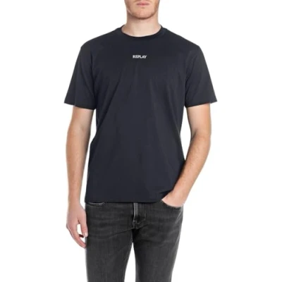 Image of Replay Basic Tshirt, Men&#039;s, Size: Medium, Night blue