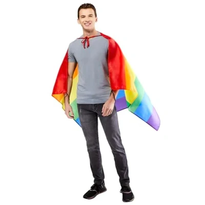 Image of Rubie&#039;s 203039NS000 Pride Rainbow Cape Adult Fancy Dress, Men,Women, Multi, One Size