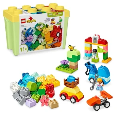 Image of LEGO DUPLO Classic Cars and Trucks Brick Box Toddler Learning Toys, Features a Race Car Truck Toy for 18 Month old boys &amp; Girls, Creative Vehicle Set to Develop Fine Motor Skills 10439