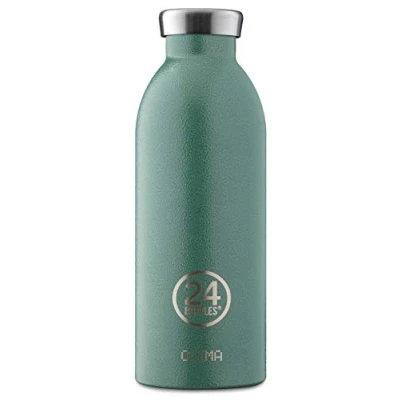 Image of 24Bottles Thermal Water Bottle Reusable Stainless Steel Thermos BPA 24Hours Cold 12Hours Hot Climate Original Italian Design Gold Blue 500ml