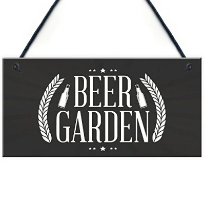 Image of RED OCEAN Beer Garden Sign Shabby Chic Style Hanging Plaque Pub Bar Man Cave Alcohol Friendship Gifts For Men