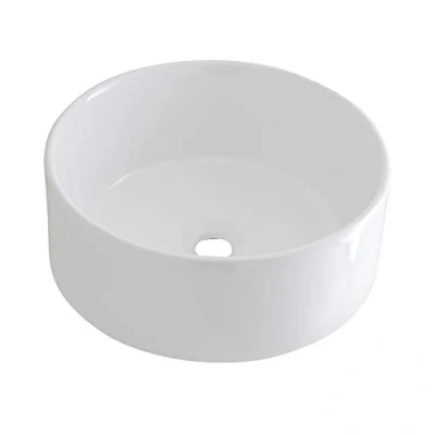 Image of Milano Ballam Modern White Ceramic Round Countertop Bathroom Basin Sink 400mm