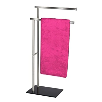 Image of WENKO 20390100 Towel stand Lima clothes stand, Metal Stainless steel, 41 x 79 20 cm, Satinised