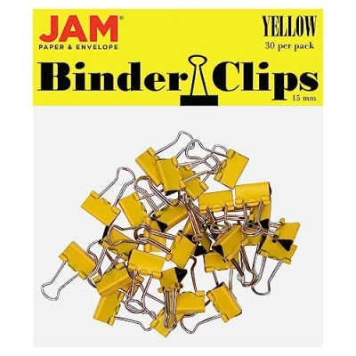 Image of JAM PAPER Colorful Binder Clips Extra Small 3/5 Inch (15 mm) Yellow Binderclips 30/Pack
