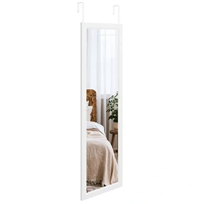 Image of Dripex Over Door Mirror Full Length, 110 x 33cm Wall Mounted Hung for Bathroom/Bedroom/Wardrobe Toughened Glass, White