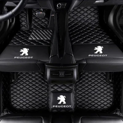 Image of Car Floor Mats for Peugeot 208 e208 GT Line 2020 2023 2024 PU Leather Full Coverage Carpets Protection Pads Mat Non Slip All Weather Liners,Black Style