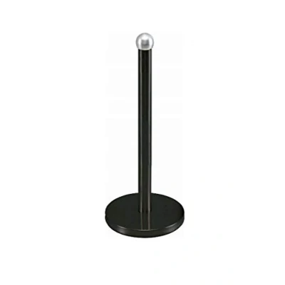 Image of Optimal Products Stainless Steel 6 Cup Mug Tree Stand and Kitchen Towel Paper Roll Pole Holder Free Standing Bath Rack (Black, Holder)