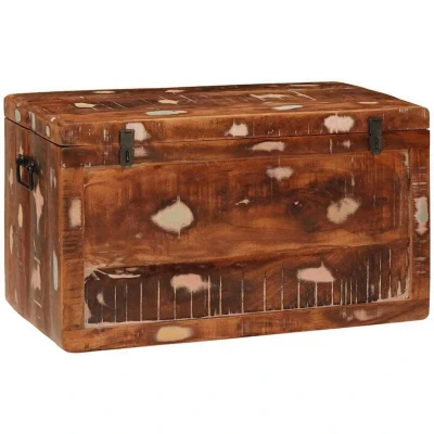 Image of vidaXL Storage Box with Lock Multicolour Solid reclaimed wood