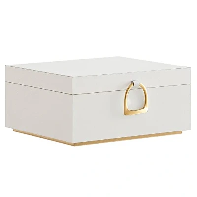 Image of SONGMICS 2 Layer Jewellery Box, Organiser with Handle, Removable Tray, Storage, Floating Effect, 20.5 x 24 11 cm, Gift Idea, White JBC165W01