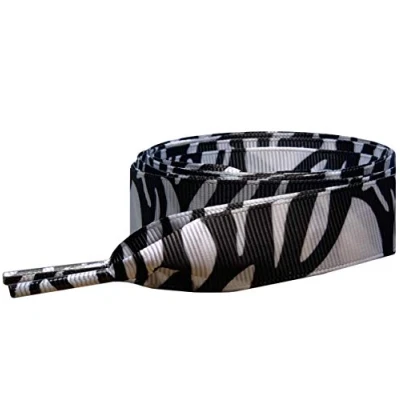 Image of My Ribbon laces 120cm Zebra print Shoelaces Flat Shoe For Trainers, Boots &amp; Shoes