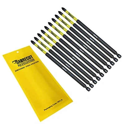 Image of 10 x SabreCut SCPZ1152_10 152mm PZ1 Magnetic Impact Screwdriver Driver Bits Set Pozi Pozidriv Heavy Duty Compatible with Dewalt Milwaukee Bosch Makita and More