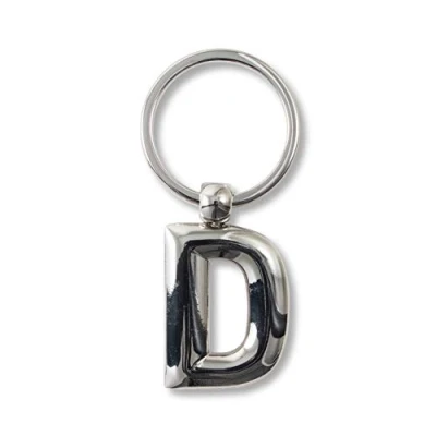 Image of If Metal Letter Keyring Personalised Alphabet Letters D Keyring, 7 cm;, Silver