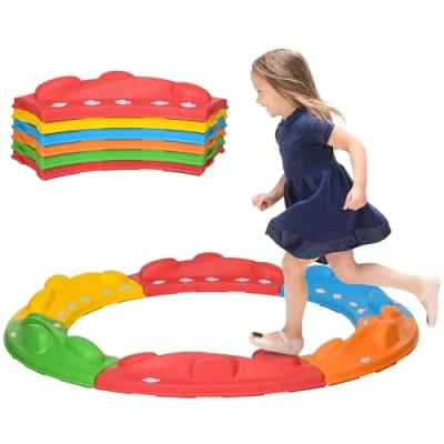 Image of ZONEKIZ Stepping Stones Kids Balance Beam 6 PCs Stackable Outdoor Indoor Obstacle Course Sensory Play