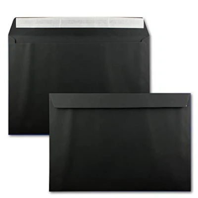 Image of 10x large XXL envelopes DIN C4 in black 22.9 x 32.4 cm self adhesive without window mailing bag suitable for A4