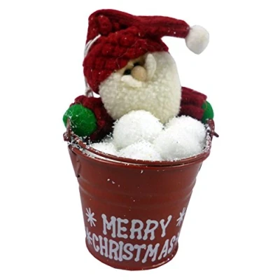Image of Christmas Concepts® 4 Inch Santa Pail Hanging Tree Decoration In Metal Bucket Unique Decorations