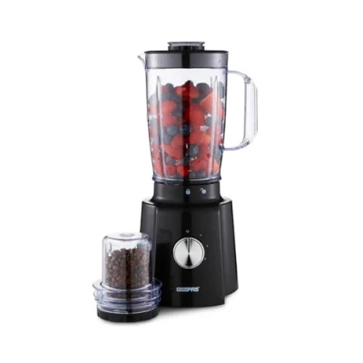 Image of Geepas Electric Blender Smoothie Maker, Food Jug 650W Stainless Steel Blades, 3 Speed Control with Pulse &amp; Turbo Functions, 1.6L Large Jar Coffee Spice Grinder Jar, Maker Black