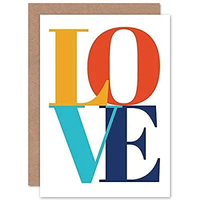 Image of Wee Blue Coo Typography Love Letters Stylish Sealed Greeting Card Plus Envelope Blank inside
