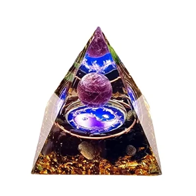 Image of ycyingcheng Ogan Pyramid Energy Natural Protection Stone, Taichi Negative Remover Blessing Home Office Ornaments Decoration, Crystal Tower Nature Reiki Chakra Crushed Stone