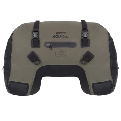 Image of Oxford Aqua D 50 Waterproof Duffle Roll Bag Motorcycle Pannier Luggage, Khaki/Black