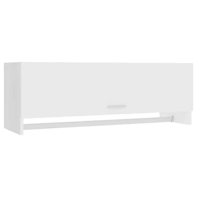 Image of vidaXL White Wardrobe Compact, Engineered Wood Storage Cabinet with 2 Compartments and Hanger Bar Ideal for Bathroom, Kitchen, Bedroom, Living Room