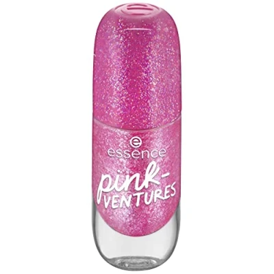 Image of Essence Gel Nail Colour, Polish, No. 07 PinkVentures, Pink, Long Lasting, Colour Intense, Glitter, No Acetone, Vegan, Microplastic Particles Free (8 ml)