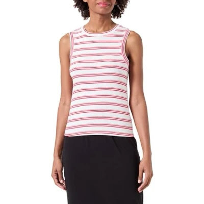 Image of PIECES Women&#039;s Pcadie Sl Tank Top Bc, Cloud Dancer/Detail: Salsa, XS