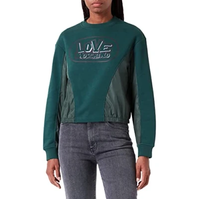 Image of Love Moschino Women&#039;s Round Neck Skate Print Sweatshirt, Green, 48
