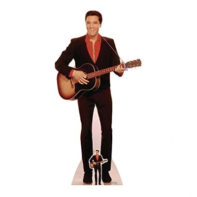 Image of Star Cutouts SC241 Elvis Presley Smiling With Guitar Lifesize Cardboard Cut Out