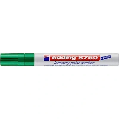 Image of edding 8750 industry paint marker green 1 pen round nib 2 4 mm for writing on dusty, slightly oily surfaces, tyres, metal, glass and wood permanent, waterproof