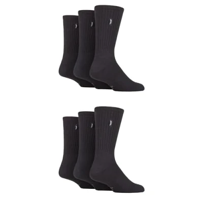 Image of Jeep Mens Vintage Boot Socks Plain Crew Calf Length Soft Cotton Ribbed Cushioned for Walking, Hiking, Trekking &amp; the Outdoors Size 6 11 Pair Multipack Black