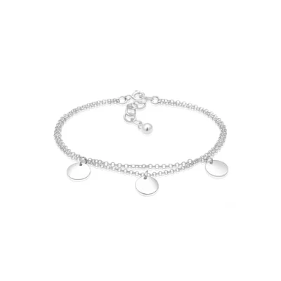 Image of Elli Women&#039;s 925 Sterling Silver Circle Layer Geo Plate Bracelet of Length 16 cm