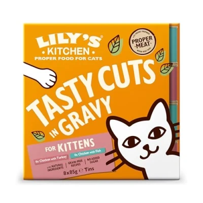 Image of Lily&#039;s Kitchen Natural Kitten Wet Cat Food in Gravy Tasty Cuts Mixed Multipack Complete Grain Free Recipes (48 Tins x 85g)