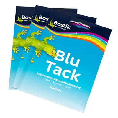 Image of [Pack of 3] Bostik Blu Tack 48g Packs Reusable Adhesive Sticky Putty (Blue)