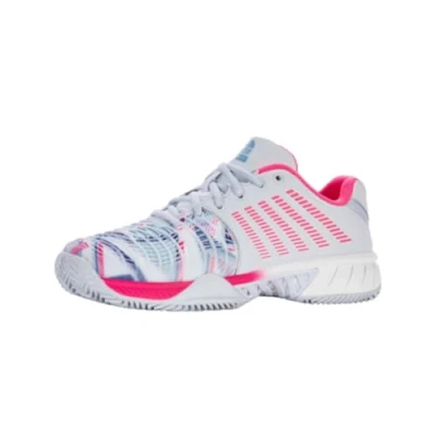 Image of K Swiss Performance Women&#039;s Express Light 3 Padel Tennis Shoes, Arctic ICE/White/NEON Pink, 4.5 UK