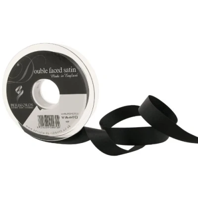 Image of Berisfords 3501 15mm 10 Black Double Satin Ribbon x 20mtr, 15 mm