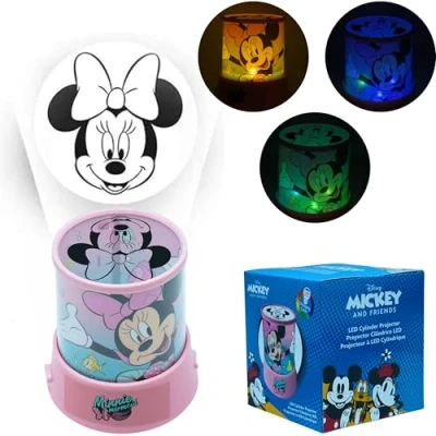 Image of Minnie Mouse Projector Night Light for Girls LED Rotating Kids Lamp Battery Operated Portable Bedroom Nursery Toddlers Disney Themed Table Gift Children 3+ Years