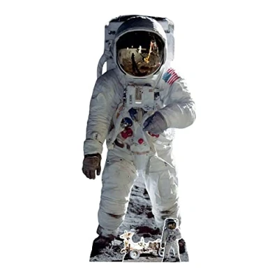Image of STAR CUTOUTS SC1695 Buzz Aldrin Astronaut Man On Moon Shot Lifesize Cardboard Cutout With Free Mini Buggy For Birthdays &amp; Events, Multi Colour, Large