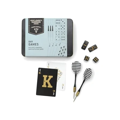 Image of Gentlemen&#039;s Hardware Classic Bar Games with Dice, Dominoes, Darts, and Playing Cards, In Travel Tin