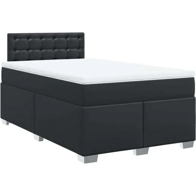 Image of vidaXL Box Spring Bed with Mattress Black 120x190 cm Faux Leather