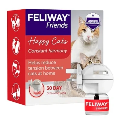 Image of Feliway Friends 30 Day Starter Kit Plug In Anxiety Relief Pheromone Diffuser For Cats With 48ml Refill Reduce Conflict A Multi Cat Household