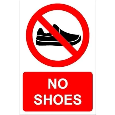 Image of No shoes 1mm flexible Plastic sign (200mm x 150mm)